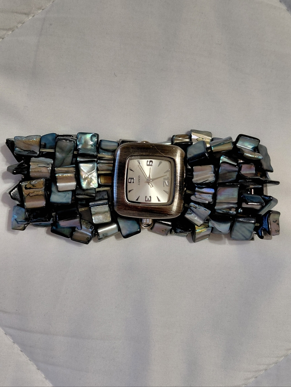 Silver Quartz Shell Watch Stretch - Picture 2 of 7